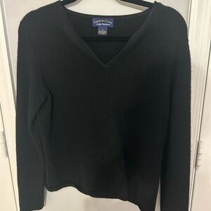 Charter Club Black V-Neck Cashmere-Blend Sweater